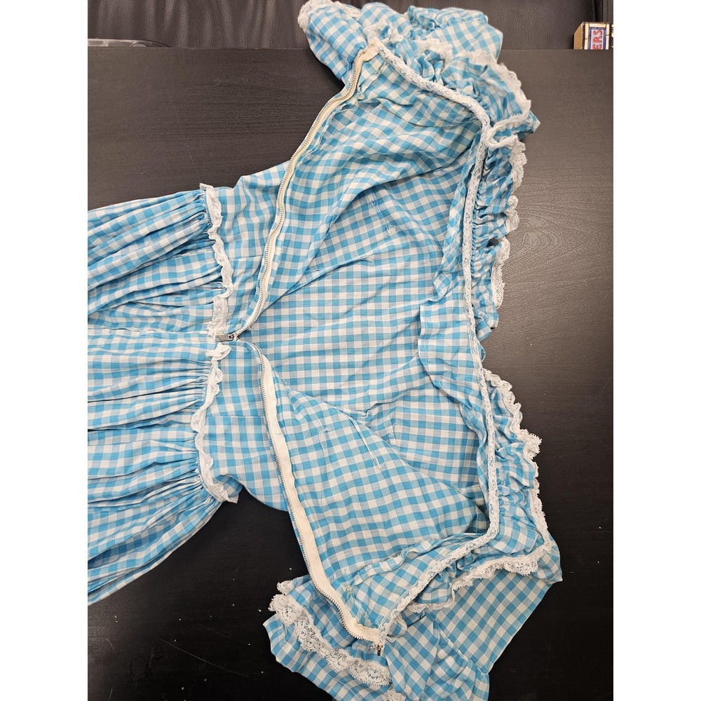 Vintage Cottagecore Gingham Blue Dress 60s / 70s Dorotyh Wizard of‎ Oz Style - Picture 9 of 13